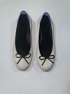 Rothy’s Ballet Flats – Women’s Slip-On Shoes – silver with Black Trim